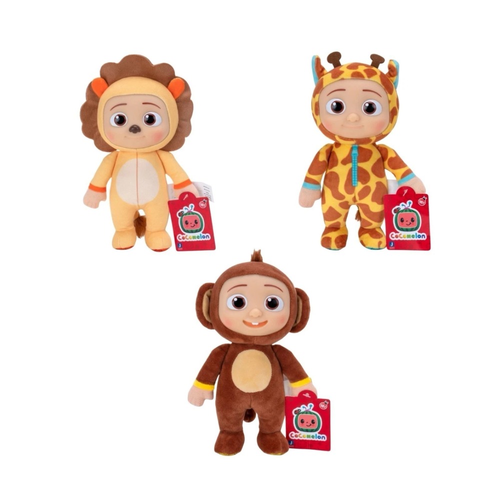 CoComelon JJ 8" Plush Toy Set Lion Giraffe Monkey Soft Stuffed Dolls Lot of 3